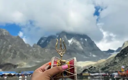 Manimahesh Shiva Temple, Near Manimahesh Lake, at the foot of Manimahesh Kailash Peak, Pir Panjal Range, Manimahesh Lake area, Chamba, Himachal Pradesh