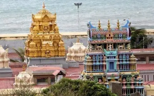 Bhagavathy Amman Temple Kanyakumari, Near Vivekananda Rock Memorial and Thiruvalluvar Statue, southern coast/shore, Kanyakumari, Tamil Nadu